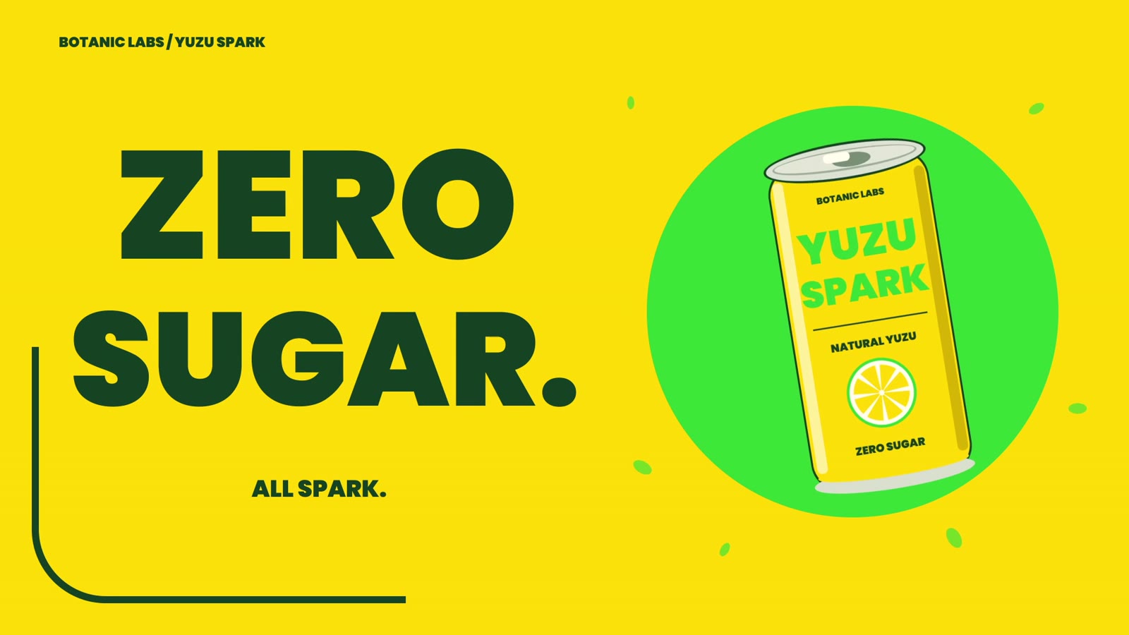 Lata Yuzu Spark em composição verde e amarela